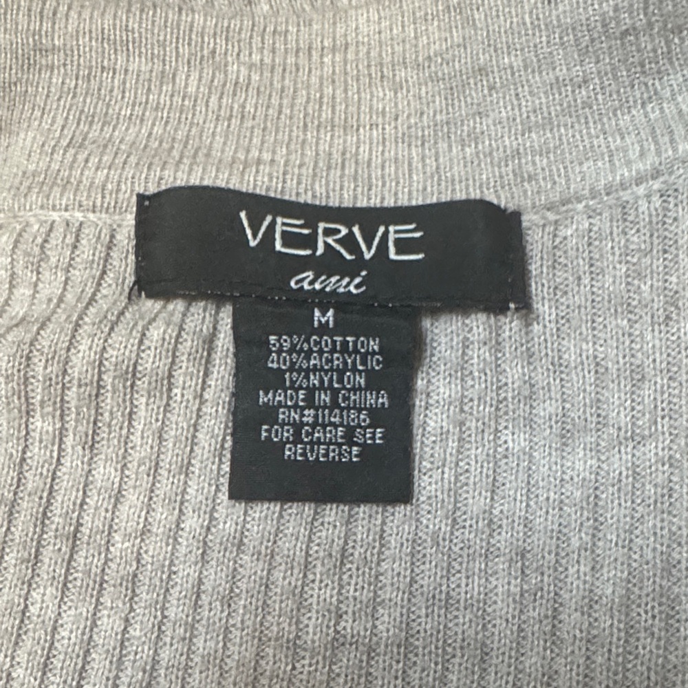 Verve Ami Cream/ Tan Women's Open Front Cardigan Size Medium - Picture 7 of 8